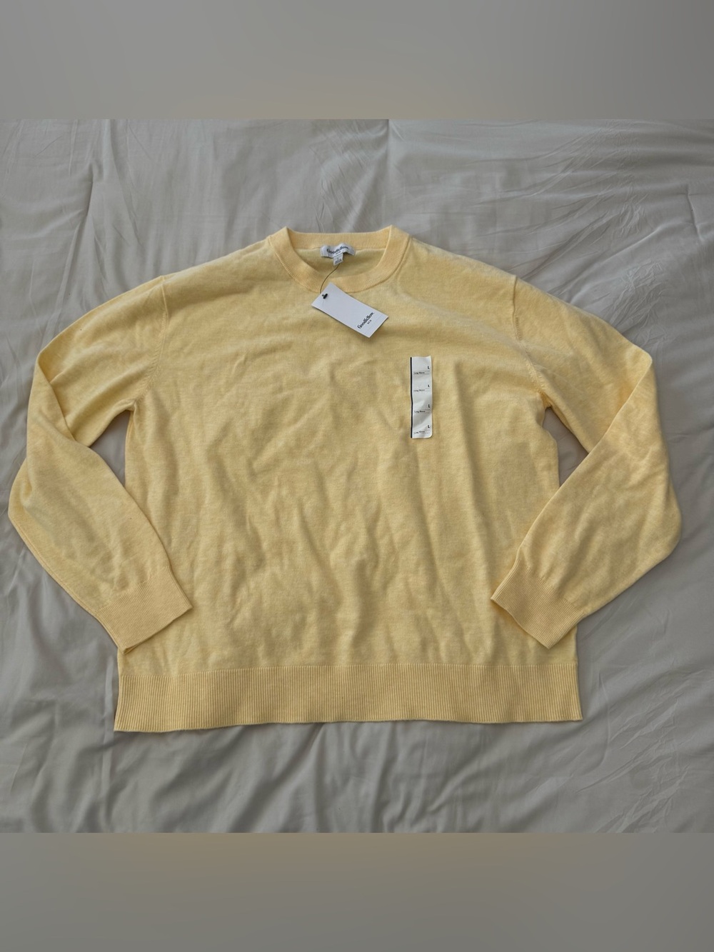 Goodfellow Men's Lightweight Crewneck Sweater - Pale Yellow size L